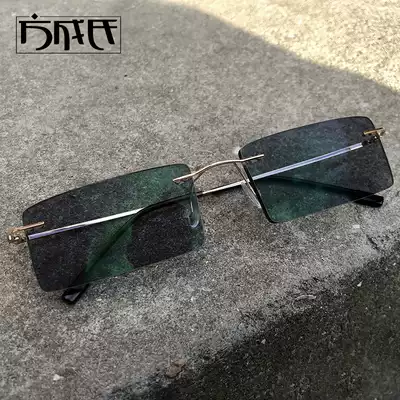 Blade Shen Xilin frameless titanium alloy myopia sunglasses sunglasses color change mirror square glasses frame glasses frame for men and women