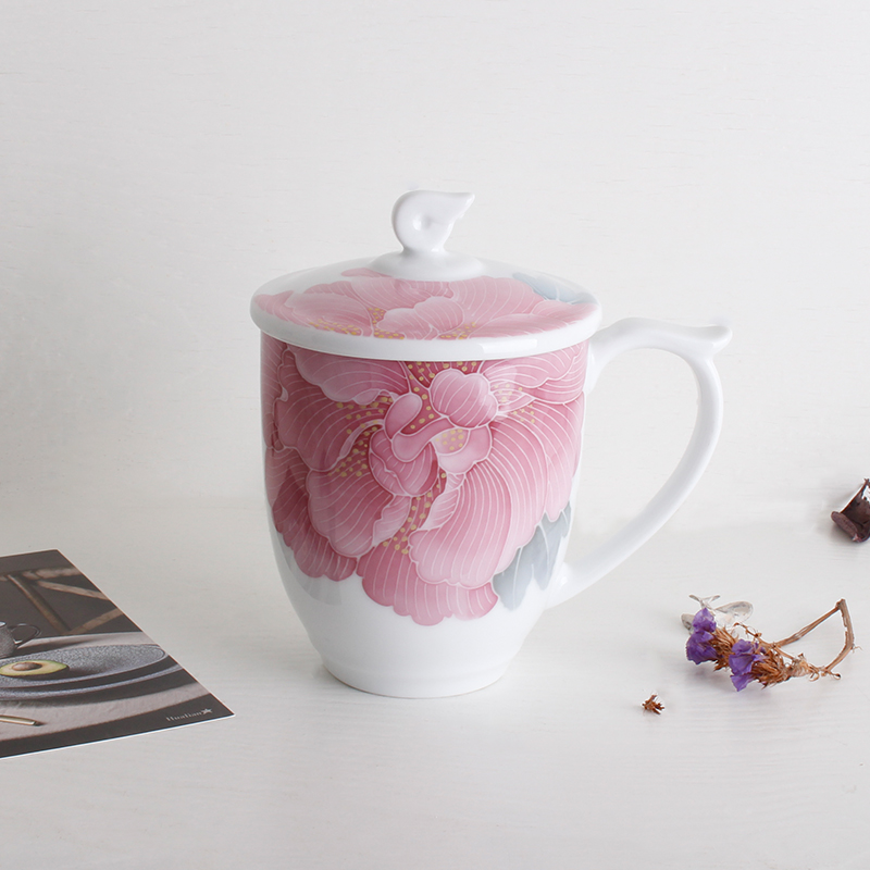 China red porcelain up xiang the qing cup under the liling glaze colorful hand - made porcelain ceramic gifts cups with cover cup)