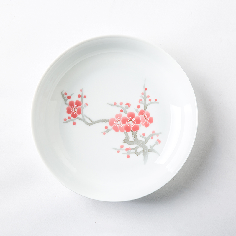 China red porcelain up with hong mei good/lotus flower 7/8 "shallow dish liling porcelain plate of bulk packing