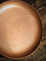Zhanyu Chinese handmade retro copper coasters leaf vein tea coasters thickened anti-scalding copper cup holders and pot holders