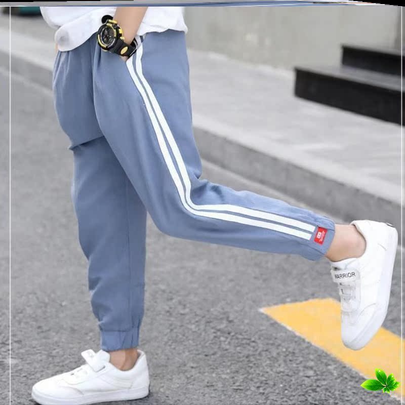 Quần thể thao nam mùa hè mỏng sweatpants loose-fitting mới trẻ em mùa hè váy mens phiên bản Hàn Quốc quần chân nhỏ màu đen quần duy nhất.