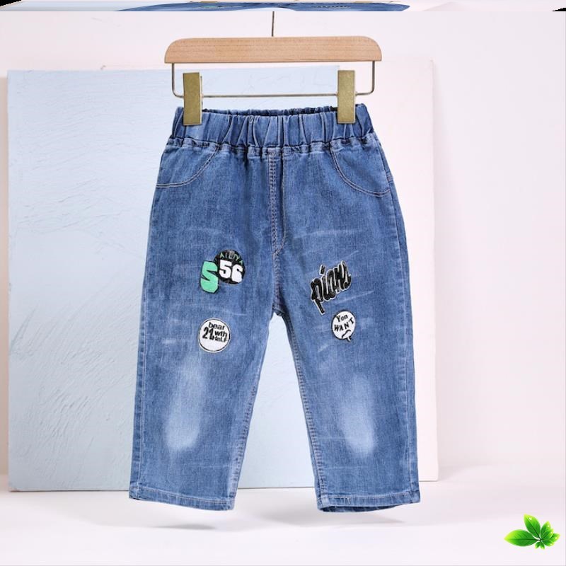 Ít quần cậu bé mùa hè childrens sweatpants mens mùa xuân và mùa hè quần cậu bé ngắn denim quần short bảy điểm quần trong cậu bé lớn.