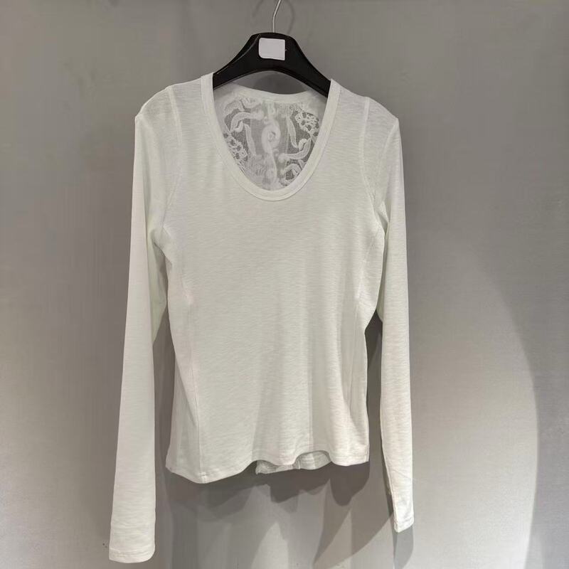European Station 2026 Spring New European Style U-Neck Slim Fit Lace Hooked Back Fashion Top 112367