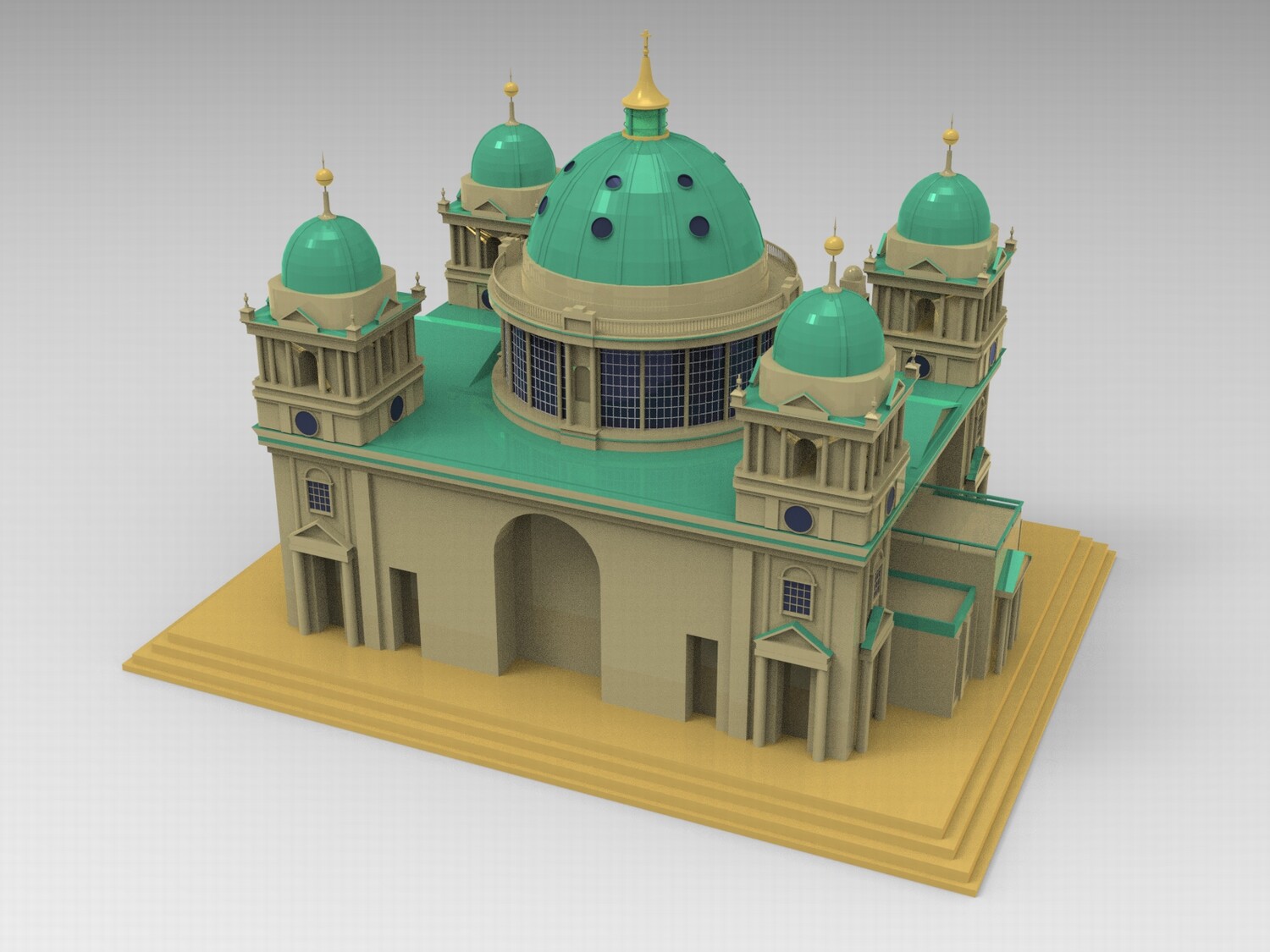 C4D卡通文艺建筑FBX柏林教堂STL圆顶房屋OBJ素材Blender模型素材-cg男孩