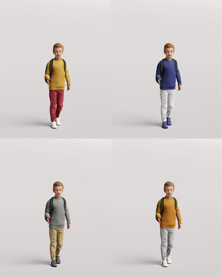 图片[15]-C4D欧美儿童FBX小孩STL人物角色OBJ妇女三维模型Blender素材Maya-cg男孩
