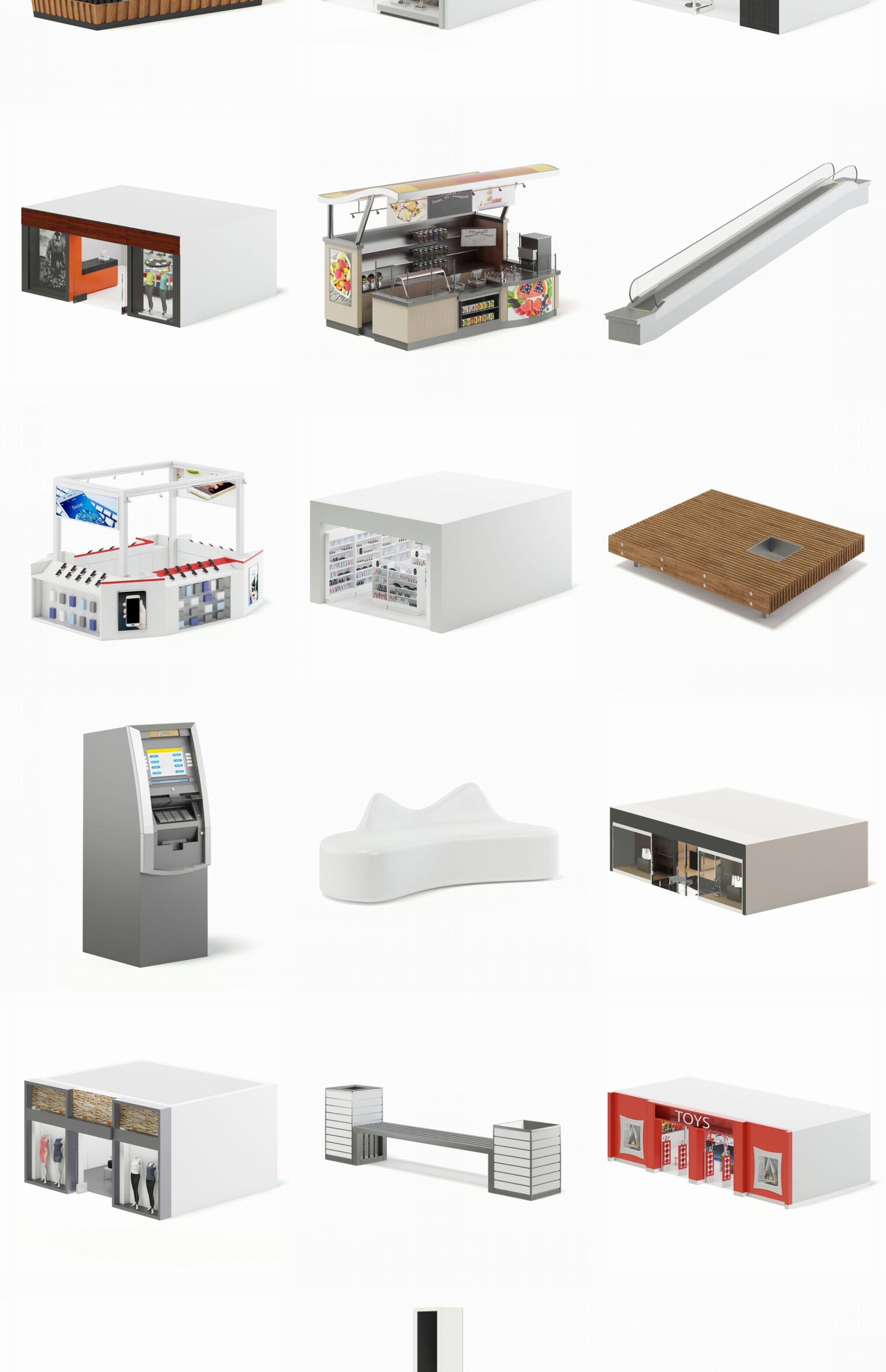 图片[2]-C4D电梯FBX栏杆OBJ休闲座椅STL垃圾桶Blender店铺闸机自动3D扶梯-cg男孩