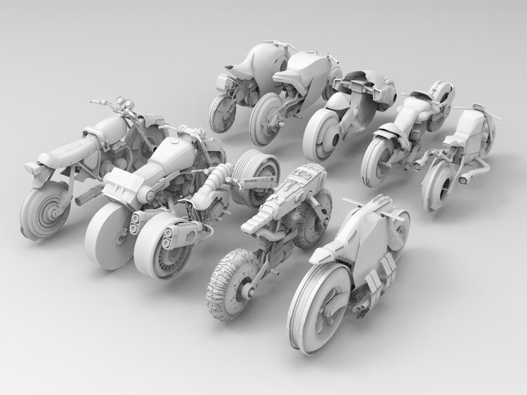 图片[2]-C4D科幻摩托车FBX创意机车STL三维模型OBJ交通工具Blender模型-cg男孩