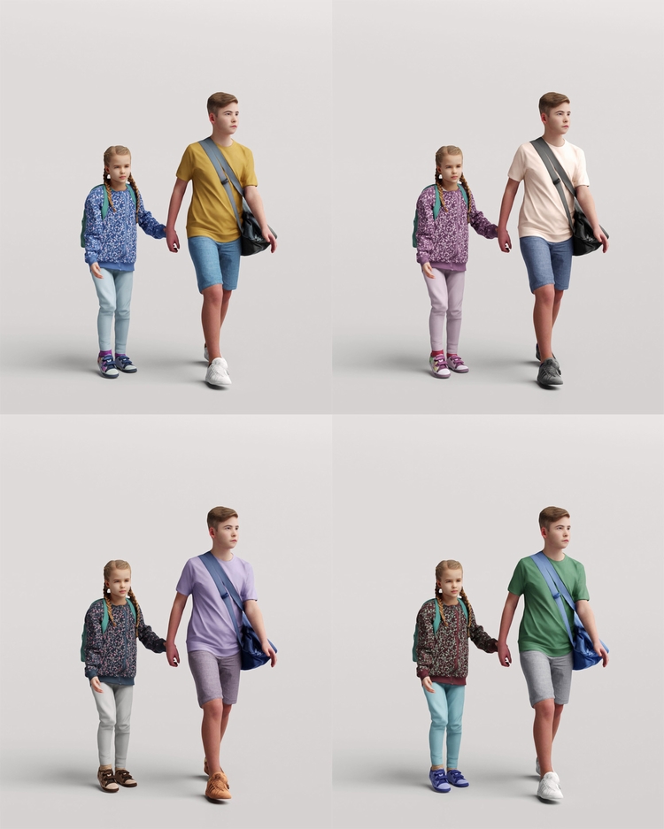 图片[9]-C4D欧美儿童FBX小孩STL人物角色OBJ妇女三维模型Blender素材Maya-cg男孩