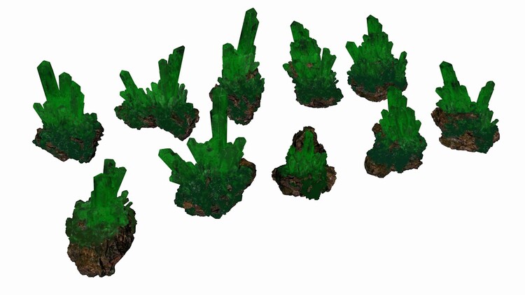 C4D绿柱矿石FBX水晶能量石STL晶体OBJ岩石Blender三维模型3D素材-cg男孩