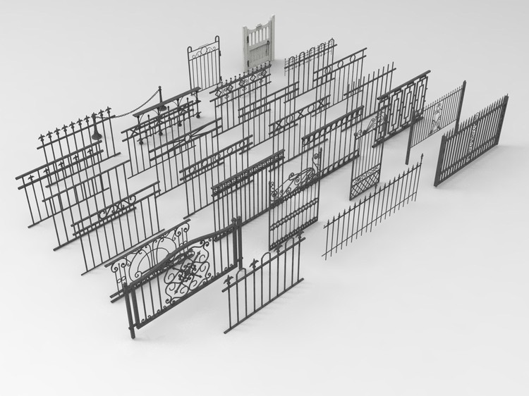 C4D栅栏FBX围栏STL铁艺大门OBJa装饰护栏Blender三维模型May素材-cg男孩