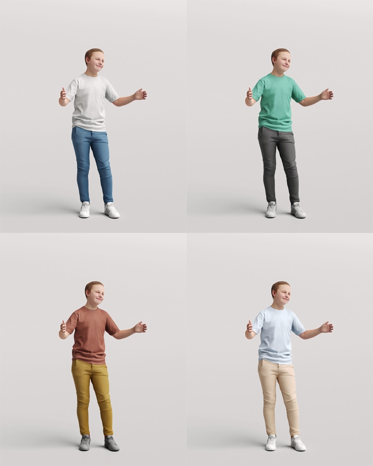 图片[5]-C4D欧美儿童FBX小孩STL人物角色OBJ妇女三维模型Blender素材Maya-cg男孩