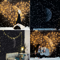 Starry sky background cloth hanging cloth Large tapestry shaking sound net red wall cloth Anchor live broadcast bedroom bedside ins decorative cloth