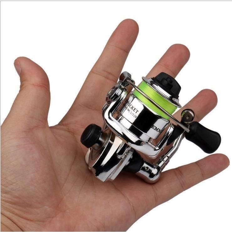 Mini spinning wheel 100 type small fishing wheel metal pen fishing rod fishing wheel shaking wheel throwing line imitation wheel fishing line wheel fishing