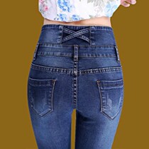 Autumn and winter jeans women plus velvet padded high waist trousers slim slim small feet tight pants casual pencil