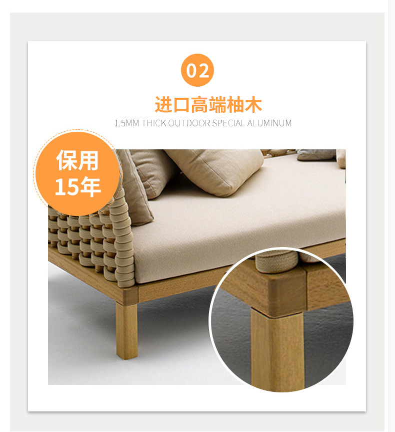Bắc Âu phong cách tối giản mây ban công sân vườn ngoài trời giải trí sofa ngoài trời kết hợp nội thất phòng khách - Đồ gỗ ngoài trời bàn ghế ngoài trời hòa phát