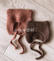 b297 bear ear hat 0-2 year old child hat woven text illustration course