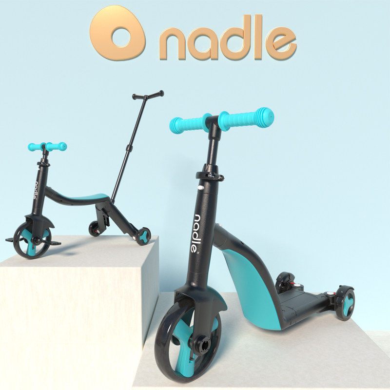 nadle natto children's scooter 2 years old 6 years old three-in-one baby three-wheeled yo-yo car 1 can sit and ride sliding folding