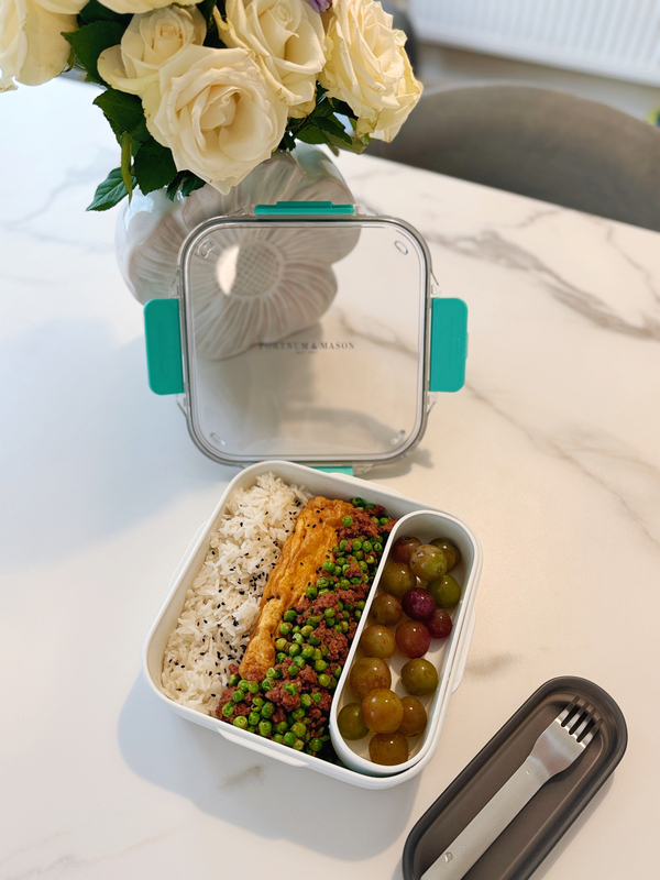 British F&M Tiffany Blue Lunch Box. Comes with Special Cutlery and Sauce Box. Eu Standard Non-Toxic Material