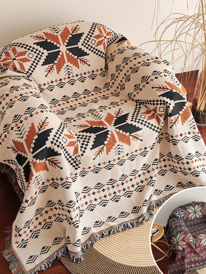 波西米亚风格美式单人沙发巾盖毯乡村复古沙发套罩椅子盖布一片式