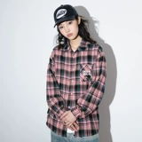 Розовая ретро рубашка, официальный продукт, с вышивкой, в американском стиле, свободный крой, осенняя