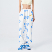 WORKOUT (WKST) full printed letter cross star printed plus suede pants male and female trends 100 lap sports pants