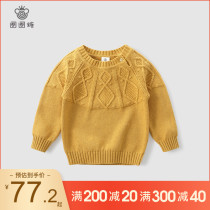 Girls sweater jacket head baby retro-knitted sweatshirt with childrens spring and autumn clothes little girl line clothes foreign air children clothes