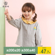 Girls cotton shirt 2021 Spring and Autumn New Baby foreign style plaid shirt childrens dress thin doll shirt