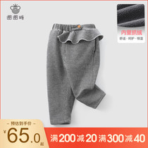 Lap Circle Sugar Child Clothing Girl Plus Suede Casual Pants Autumn Winter Clothing Childrens Baby Pants Children Thicken Trousers Foreign Air