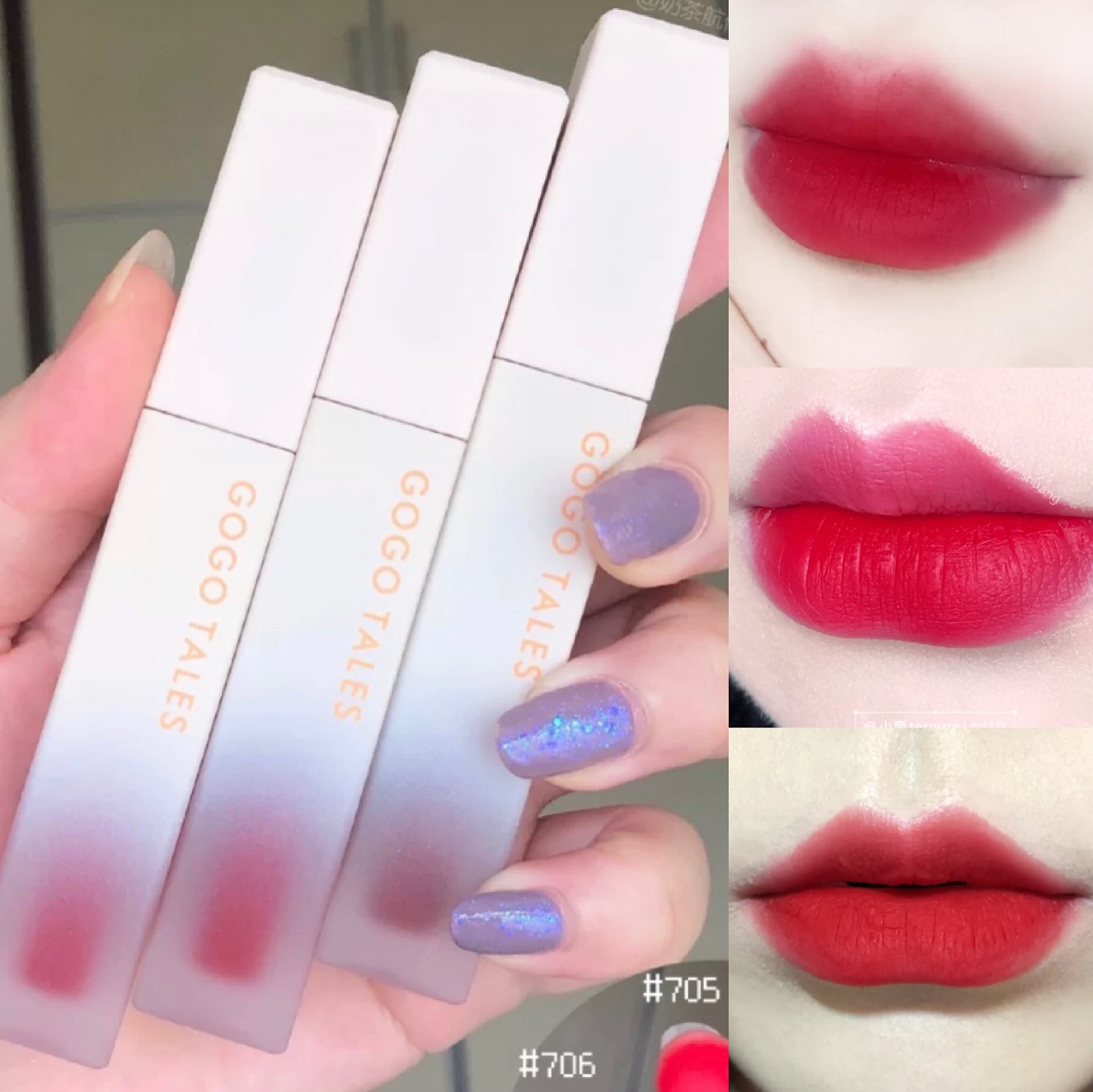 Gogo dance small white tube velvet matte matte lip glaze niche pink girl group color caramel red brown milk coffee chestnut color