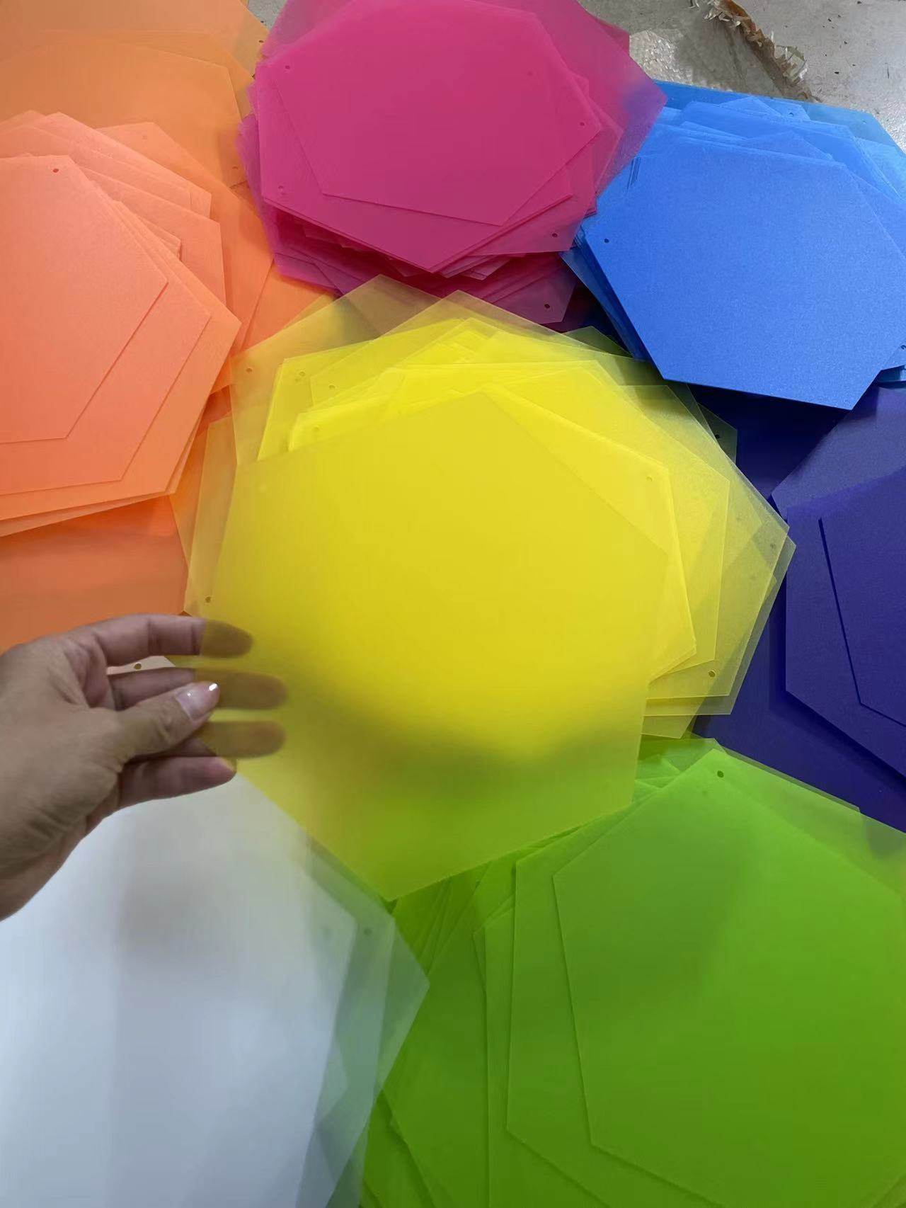 Hexagon Frosted Color sheet transparent Color pvc Round kindergarten Ring Pendant Accessories Handmade Diy Art Graffiti-Taobao