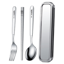 316L stainless steel chopsticks spoon fork elementary school children cutlery box suit one person is portable with three sets