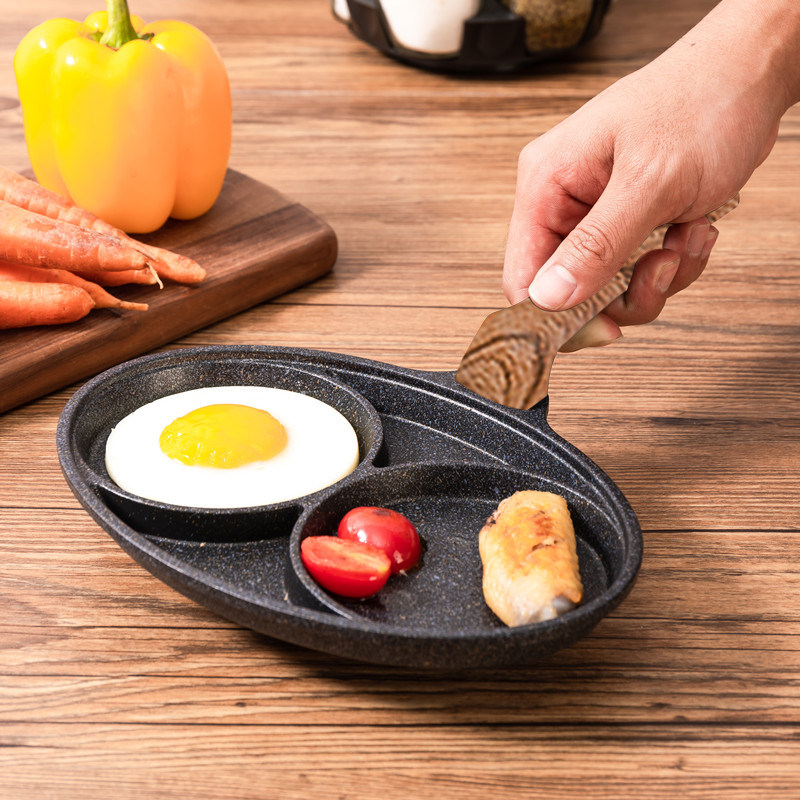 lacena Korean medical stone frying egg pan with two holes little mini not to stick with pan flat bottom pan household egg dumplings omelemento