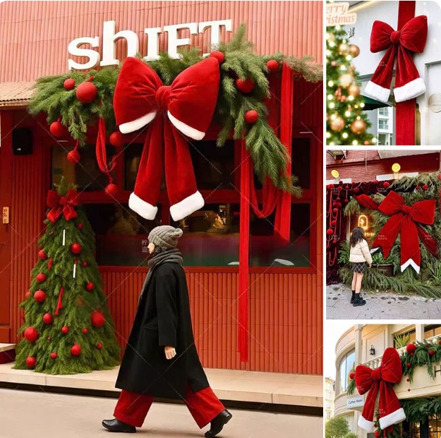 Red and White Internet Celebrity Background Photo Props and Decorations for Shops, Christmas and New Year Korean-Style Large Bow Red and White Internet Celebrity Background Photo Props and Decorations for Shops, Christmas and New Year Korean-Style Large Bow