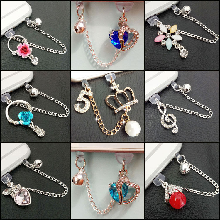Huawei p30 P30pro chain one-piece cute rhinestone dust plug charging port headphone hole pendant mobile phone pendant