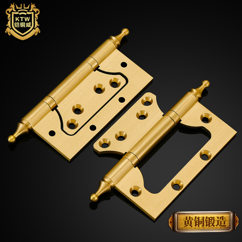 Pure copper bearing mute invisible door primary-secondary door hinge full copper wood door hinge butterfly folding page 4 inch thickened 1 sheet