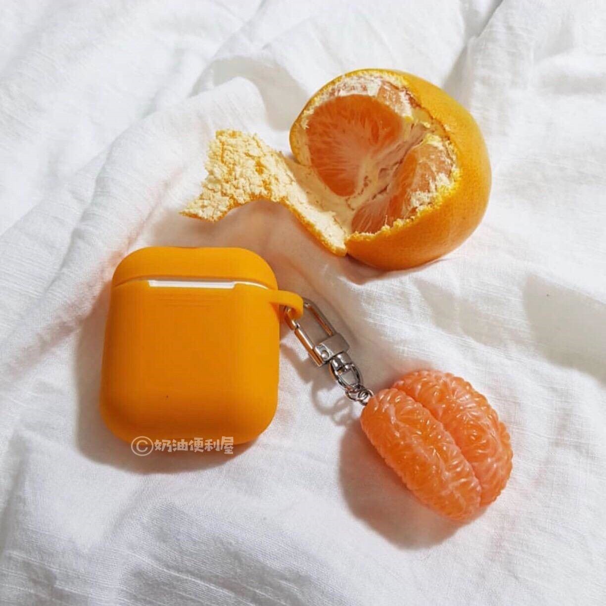Cute Little Fresh Fruit Orange Key Buckle Pendant Necklace Creative Bag Pendant Ornament