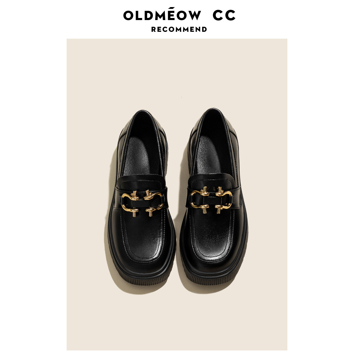 Old Meow store leather English wind retro shoes female early spring 2022 new metal thick sole single shoes Lefu shoes
