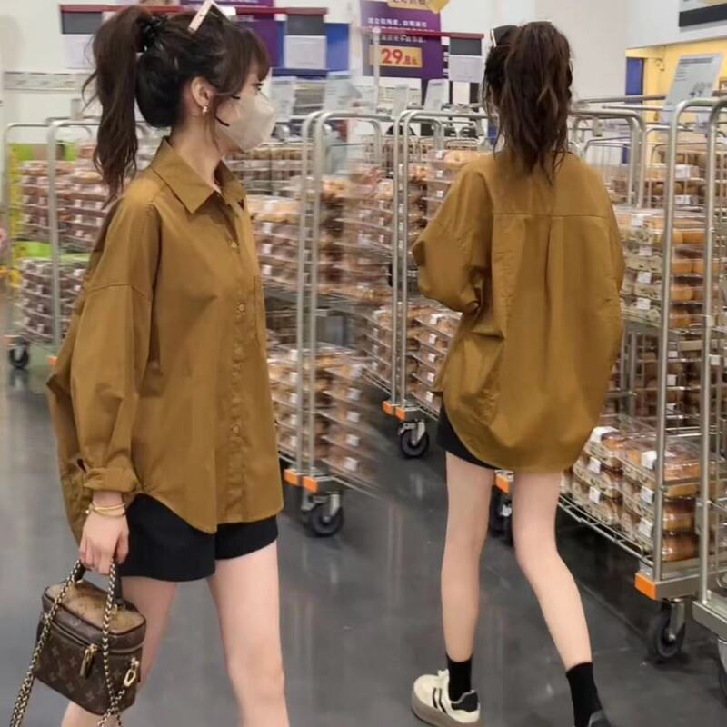 Casual Shirt for Women 2026 Spring, Autumn and Summer New Style Pure Color Shirt for Women Loose Korean Style Niche Design Shirt Casual Shirt for Women 2026 Spring, Autumn and Summer New Style Pure Color Shirt for Women Loose Korean Style Niche Design Shirt