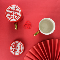 Wedding wash cup toothbrush cup ceramic red tooth cylinder dowry set couple couple newlywed creative cup home