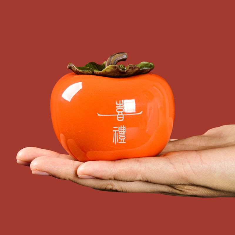 Creative new Chinese wedding ceremony home has a happy event ceramic persimmon wedding candy box wedding gift candy jar wedding return gift