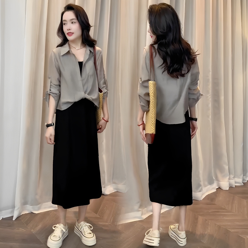 High-End Fashion Dress Set for Women, Summer New Style, Petite Sun Protection Shirt and Camisole Dress Two-Piece Set High-End Fashion Dress Set for Women, Summer New Style, Petite Sun Protection Shirt and Camisole Dress Two-Piece Set