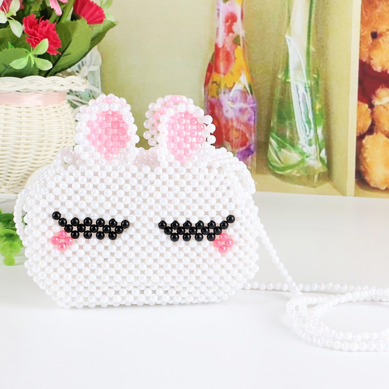 DIY hand - woven string bag bag children slanted across single shoulder squinting rabbit female craft accessories material dispersed