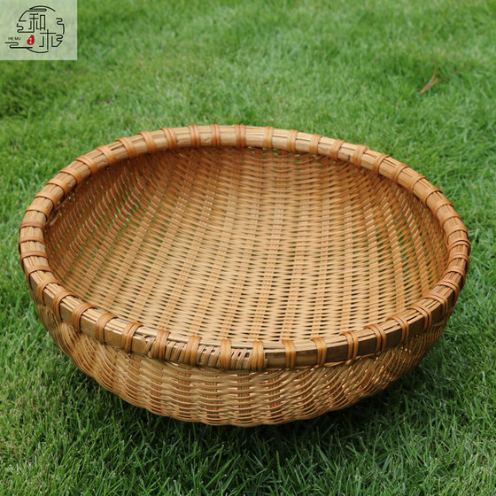 Bamboo dustpan, bamboo woven farmhouse bamboo basket, fruit basket, handmade bamboo sieve, retro smoked round dustpan, steamed bun basket