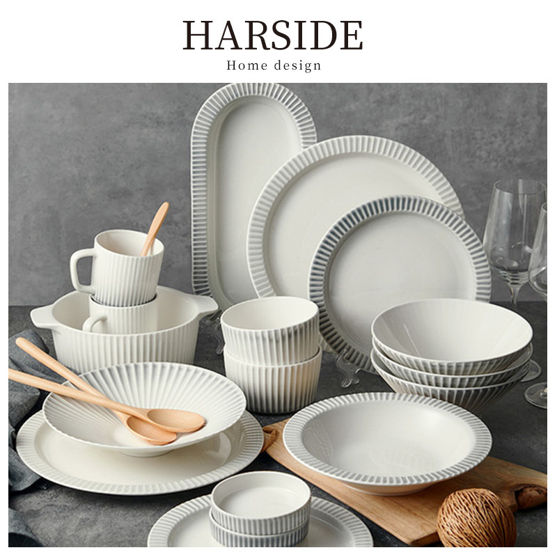 HARSIDE tableware dish set light luxury household French embossed high-quality restaurant hotel housewarming gifts