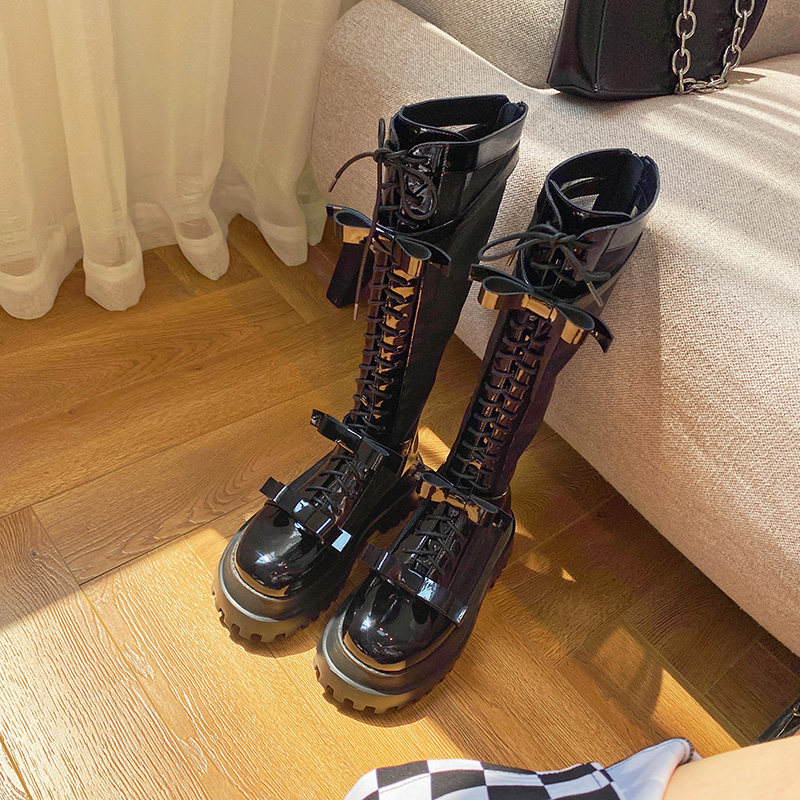 Summer boots children long boots 2022 new mesh boots genuine leather mesh yarn Long cylinder boots breathable thick bottom hollowed-out Martin boots