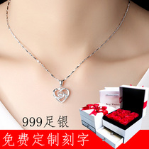 999 sterling silver necklace female choker short simple temperament mermaid ins light luxury neck chain to give girlfriend birthday gift