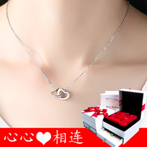 999 sterling silver necklace female choker Korean heart pendant jewelry birthday gift for girlfriend Valentines Day