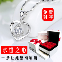 D LI999 sterling silver necklace female choker Eternal Heart pendant foot silver jewelry for girlfriend birthday gift