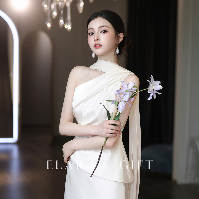 Elara Gift[Island] Bride's French Engagement Dress Set Women's New Dress for Marriage Registration White Dress Summer
