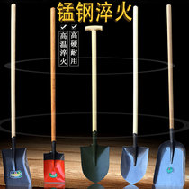 Flood control shovel manganese steel integrated thick shovel agricultural gardening fire pointed flat head steel shovel long handle peach type shovel